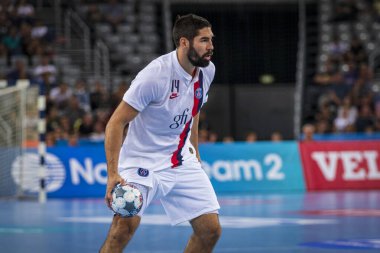 Zagreb, Hırvatistan - 14 Eylül 2019: Ehf man 's Championship League. PD Zagreb, Paris Saint-Germain 'e karşı. Eylemde Karabatik Nikola (44)