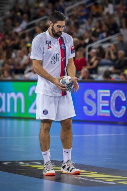 Zagreb, Hırvatistan - 14 Eylül 2019: Ehf man 's Championship League. PD Zagreb, Paris Saint-Germain 'e karşı. Eylemde Karabatik Nikola (44)