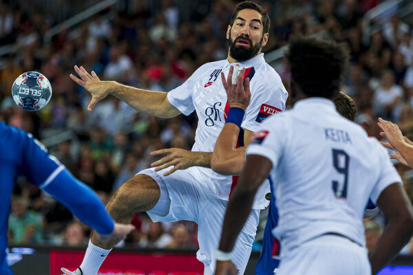 ZAGREB, CROATIA - SEPTEMBER 14, 2019: EHF man's Championship League. PPD Zagreb vs. Paris Saint-Germain.  In action KARABATIC Nikola (44)