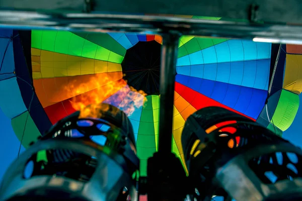 Dentro Aquecimento Balão Com Queimador Gás — Fotografia de Stock