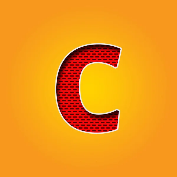 Single Character C Font in Orange and Yellow color Background . This is a C Character Font in Red Wall Design Illustration. This font is simple and best Red Wall. flat design Character.