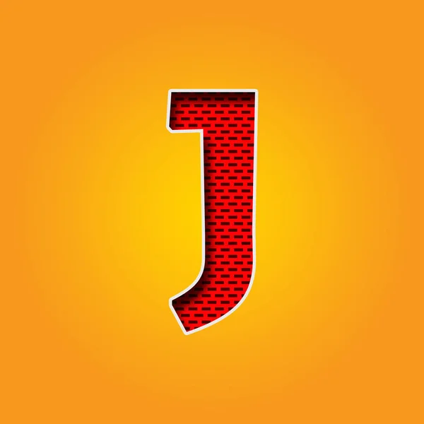 Single Character J Font in Orange and Yellow color Background . This is a J Character Font in Red Wall Design Illustration. This font is simple and best Red Wall. flat design Character.