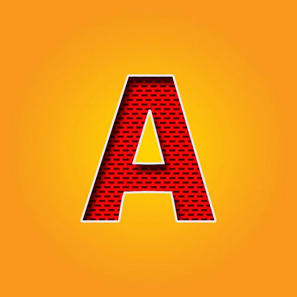 橙色和黄色背景 这是红墙设计插图中的字符字体 此字体简单且最佳的红墙 平面设计字符 — 图库照片