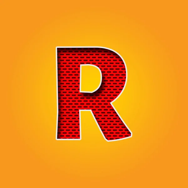 Single Character R Font in Orange and Yellow color Background . This is a R Character Font in Red Wall Design Illustration. This font is simple and best Red Wall. flat design Character.