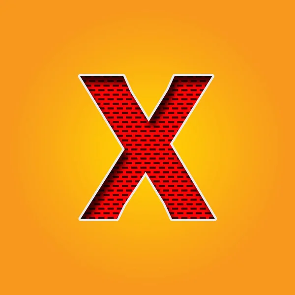 Single Character X Font in Orange and Yellow color Background . This is a X Character Font in Red Wall Design Illustration. This font is simple and best Red Wall. flat design Character.