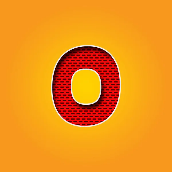 Single Character 0 (Zero) Font in Orange and Yellow color Background . This is a 0 (Zero) Character Font in Red Wall Design Illustration. This font is simple and best Red Wall. flat design Character.