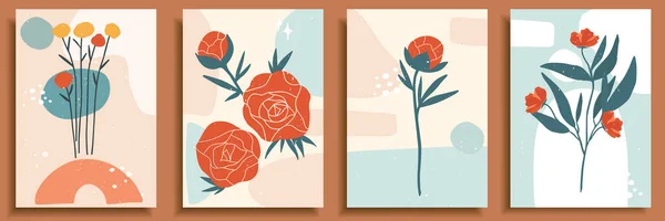Pastel renklerde çağdaş sanat posterleri koleksiyonu. Soyut kağıt geometrik elementleri, şekilleri ve vuruşları, yaprakları, çiçekleri ve noktaları keser. Sosyal medya, kartpostallar, baskılar için harika deisgn.