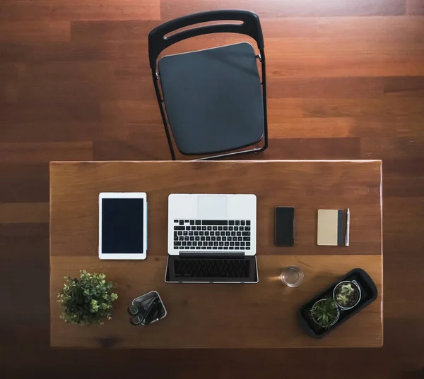 Nice office desk from above.