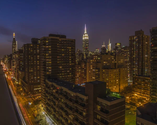 Nova Iorque Vista Noturna — Fotografia de Stock