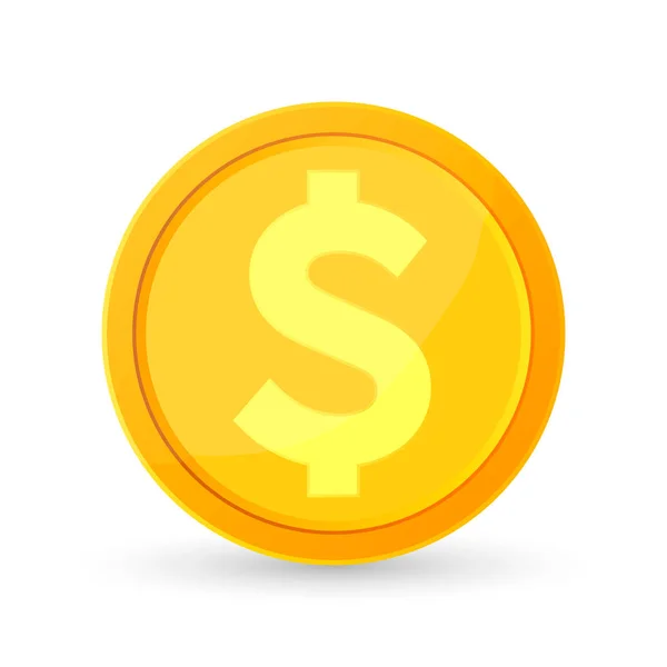 Cartoon Gold Coin Ikon Platt Designmall Spel Logotyp App Symbol — Stock vektor