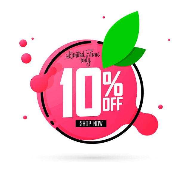 Summer Sale 10% off, discount banner design template, promo tag, vector illustration