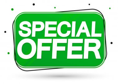 Özel Teklif, bayrak tasarım şablonu, indirim etiketi, uygulama simgesi, vektör illüstrasyonu