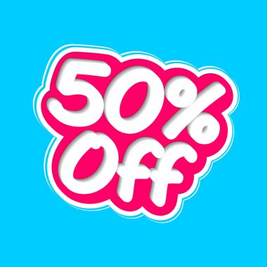 Satış etiketi, %50 indirim, izole etiket, poster tasarım şablonu, indirim afişi, vektör çizimi