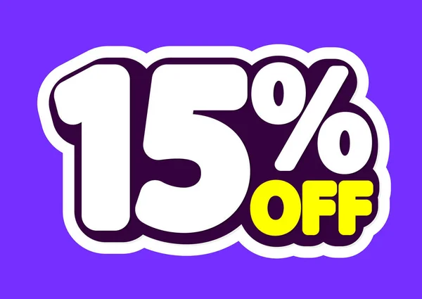 Satış etiketi, %15 indirim, izole etiket, poster tasarım şablonu, indirim afişi, vektör çizimi