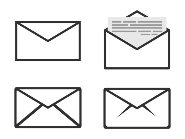 Conjunto Ícones Mensagens Símbolos Envelope Modelo Design Plano Ilustração Vetorial —  Vetores de Stock