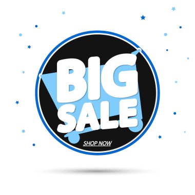 Büyük indirim, tanıtım pankartı tasarım şablonu, indirim etiketi, vektör illüstrasyonu