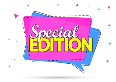 Special Edition, konuşma balonu afiş tasarım şablonu, promosyon etiketi, vektör illüstrasyon