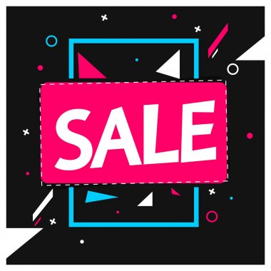 Satış etiketi tasarım şablonu, indirim afişi, vektör çizimi