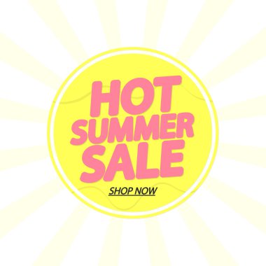 Sıcak Yaz İndirimi, afiş tasarım şablonu, indirim etiketi, uygulama simgesi, vektör illüstrasyon