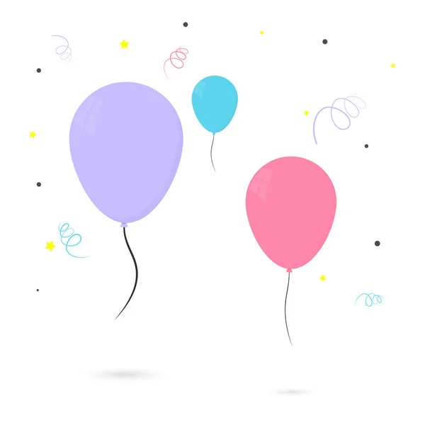 Balonlar Simgesi Düz Tasarım Şablonu Happy Birthday Vektör Illüstrasyon — Stok Vektör