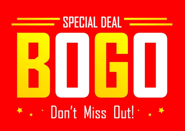 Koop Get Gratis Verkoop Poster Ontwerpsjabloon Bogo Aanbod Speciale Deal — Stockvector