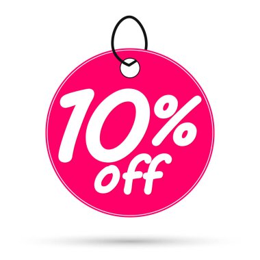 Sale 10% off tag, discount banner design template, vector illustration