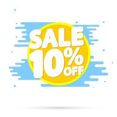 % 10 indirim, indirimli bayrak tasarım şablonu, tanıtım etiketi, vektör illüstrasyonu