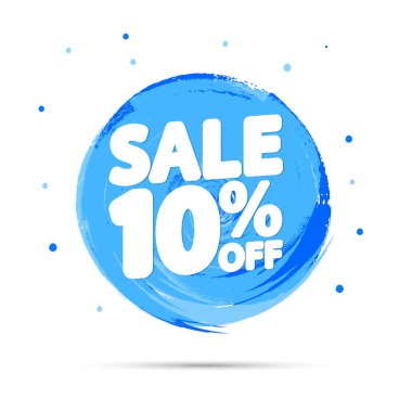 % 10 indirim, indirimli bayrak tasarım şablonu, tanıtım etiketi, vektör illüstrasyonu