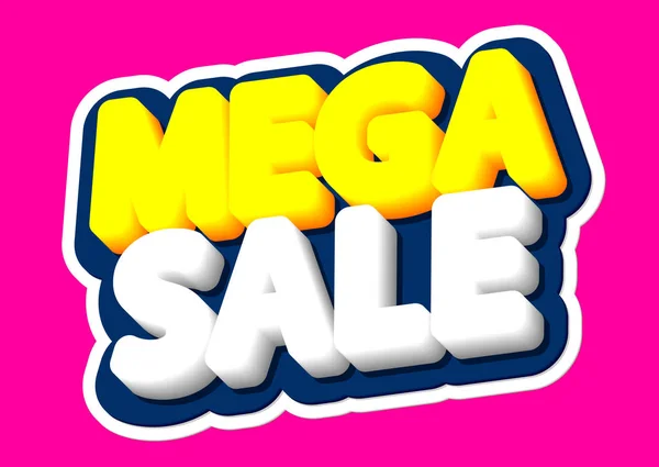 Mega Sale Poster Design Template Isolated Sticker Vector Illustration — Stock Vector