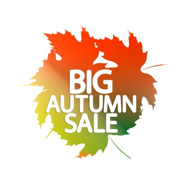 Büyük Sonbahar İndirimi, afiş tasarım şablonu, indirim etiketi, Sonbahar teklifi, uygulama simgesi, vektör çizimi