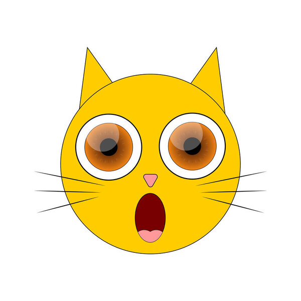 Smiley Cat. Cute kitten character, graphic design template, wow emotion app icon, vector illustration