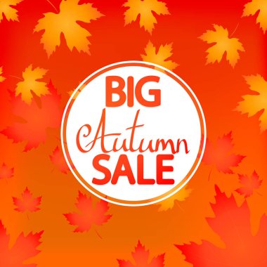 Big Autumn Sale, poster tasarım şablonu, Sonbahar teklif, büyük anlaşma, mega sezon indirim afiş, vektör illüstrasyon