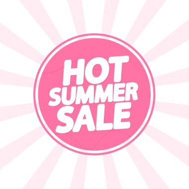 Sıcak Yaz İndirimi, afiş tasarım şablonu, indirim etiketi, uygulama simgesi, vektör illüstrasyon