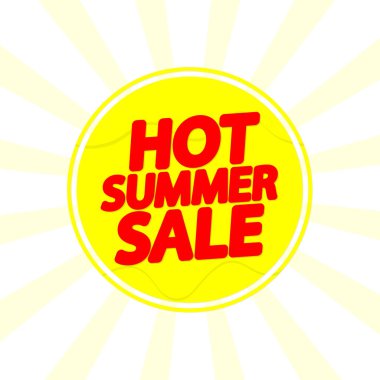 Hot Summer Sale, banner design template, discount tag, app icon, vector illustration
