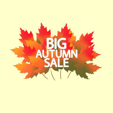 Büyük Sonbahar İndirimi, afiş tasarım şablonu, indirim etiketi, Sonbahar teklifi, uygulama simgesi, vektör çizimi