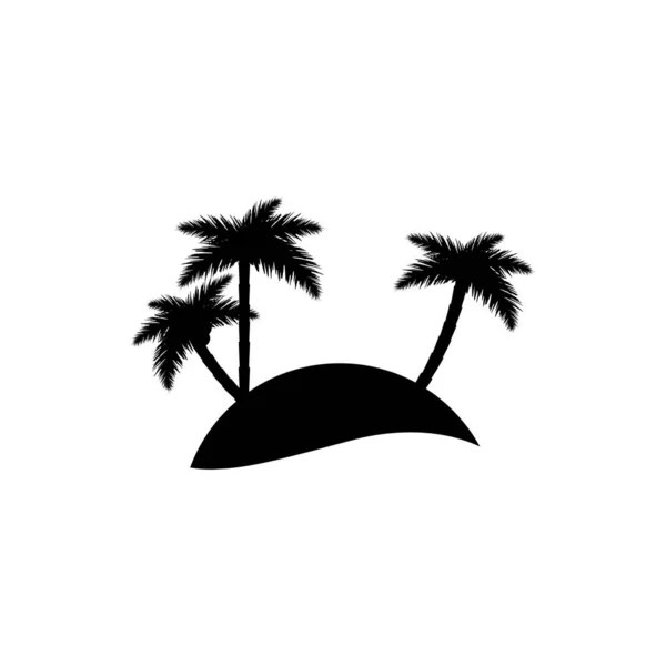 Εικονίδιο Νησιού Φοίνικες Ήλιο Επίπεδο Πρότυπο Σχεδιασμού Απεικόνιση Διάνυσμα — Διανυσματικό Αρχείο