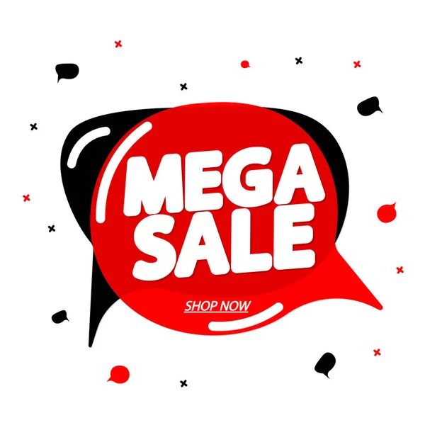 Mega Sale Πρότυπο Σχεδιασμού Ετικετών Banner Φυσαλίδων Ομιλίας Έκπτωσης Εικονίδιο — Διανυσματικό Αρχείο