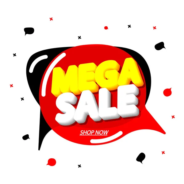 Mega Sale Tagg Design Mall Rabatt Tal Bubbla Banner App — Stock vektor