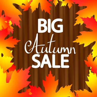 Big Autumn Sale, poster tasarım şablonu, Sonbahar teklif, büyük anlaşma, mega sezon indirim afiş, vektör illüstrasyon