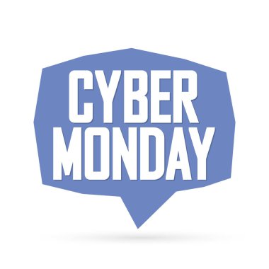 Siber Pazartesi, Satış konuşma kabarcık afiş tasarım şablonu, özel teklif, mega indirim etiketi, uygulama simgesi, vektör sanat ve illüstrasyon