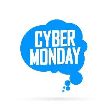 Siber Pazartesi, Satış konuşma kabarcık afiş tasarım şablonu, özel teklif, mega indirim etiketi, uygulama simgesi, vektör sanat ve illüstrasyon