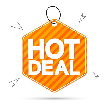 Hot Deal, satış afişi tasarım şablonu, indirim etiketi, vektör illüstrasyonu
