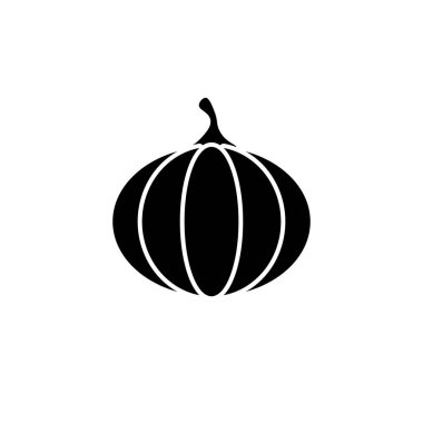 Balkabağı ikonu, düz tasarım şablonu, Cadılar Bayramı sembolü, Şükran Günü tabelası, vektör illüstrasyonu