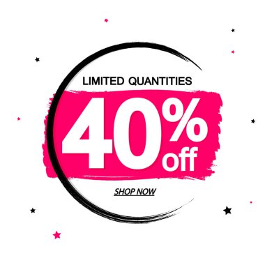 İndirim% 40 indirimli, pankart tasarımı, indirim etiketi, grunge fırçası, vektör illüstrasyonu 