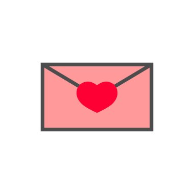 Zarf simgesi, Sevgililer Günü sembolü, grafik tasarım şablonu, aşk mesajı, vektör illüstrasyon