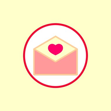 Zarf simgesi, Sevgililer Günü sembolü, grafik tasarım şablonu, aşk mesajı, vektör illüstrasyon