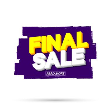 Son Satış, pankart tasarım şablonu, indirim etiketi, grunge fırçası, vektör illüstrasyonu