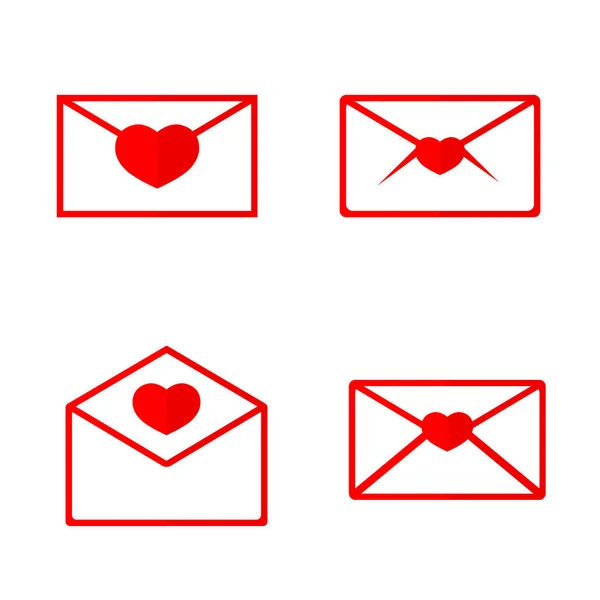 Set Envelop Pictogrammen Valentijnsdag Geïsoleerde Symbolen Elementen Ontwerp Template Liefde — Stockvector