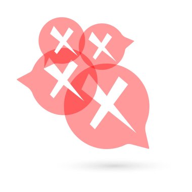 Yanlış işaret simgesi, konuşma balonu tasarım şablonu, vektör illüstrasyonu