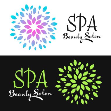Spa logo tasarım şablonu, güzellik salonu sembolü, vektör illüstrasyonu